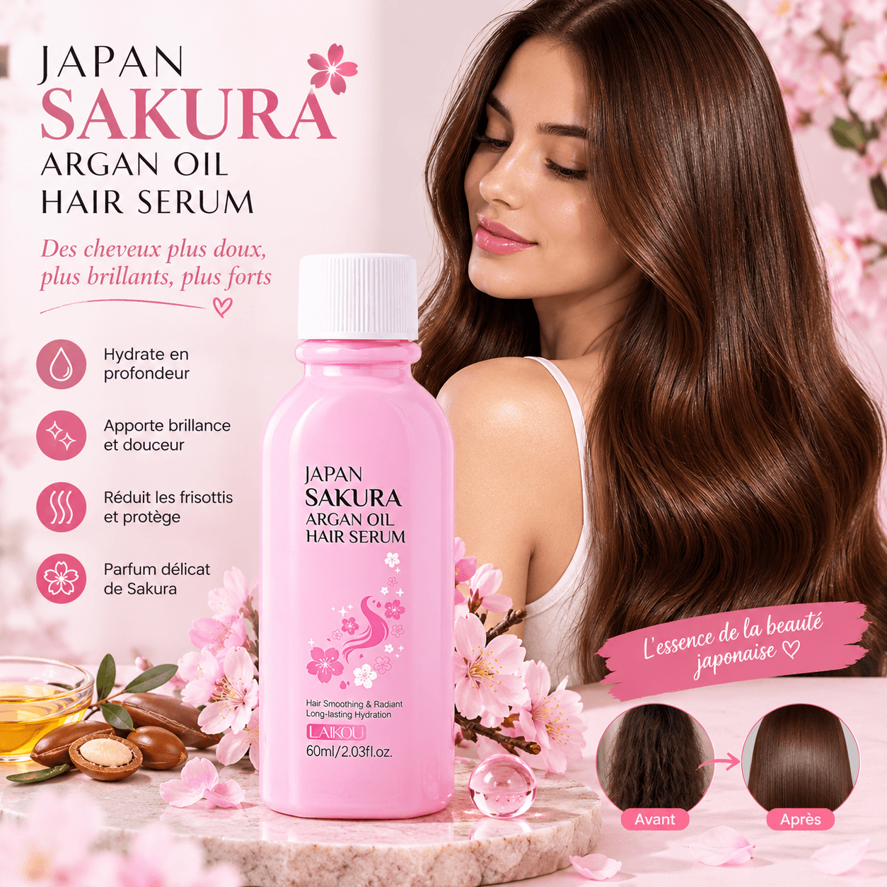 japon sakura argan oil hair serum 60ml/2.03fl.oz 