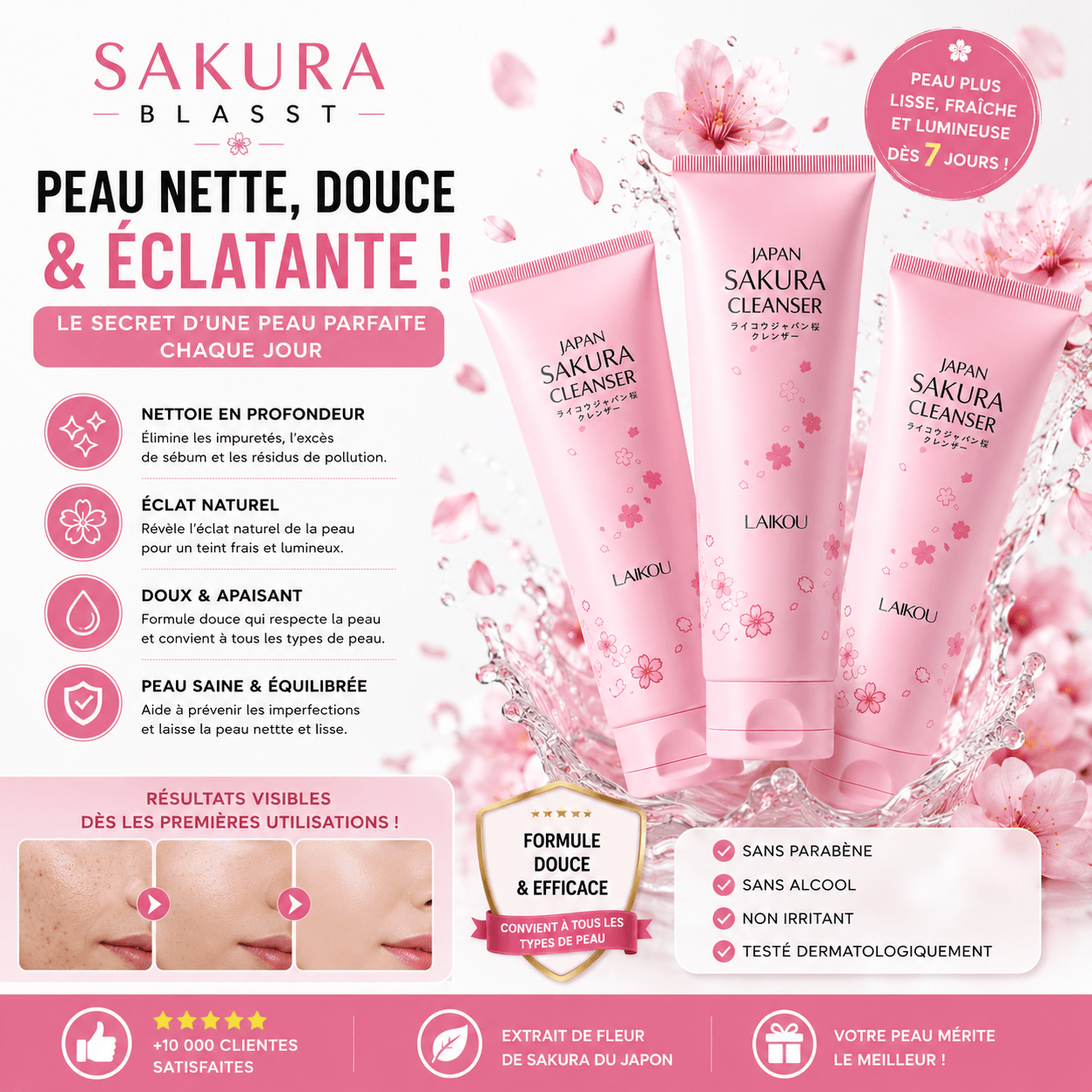 lot 3 nettoyants visage  - peau douce & équilibrée