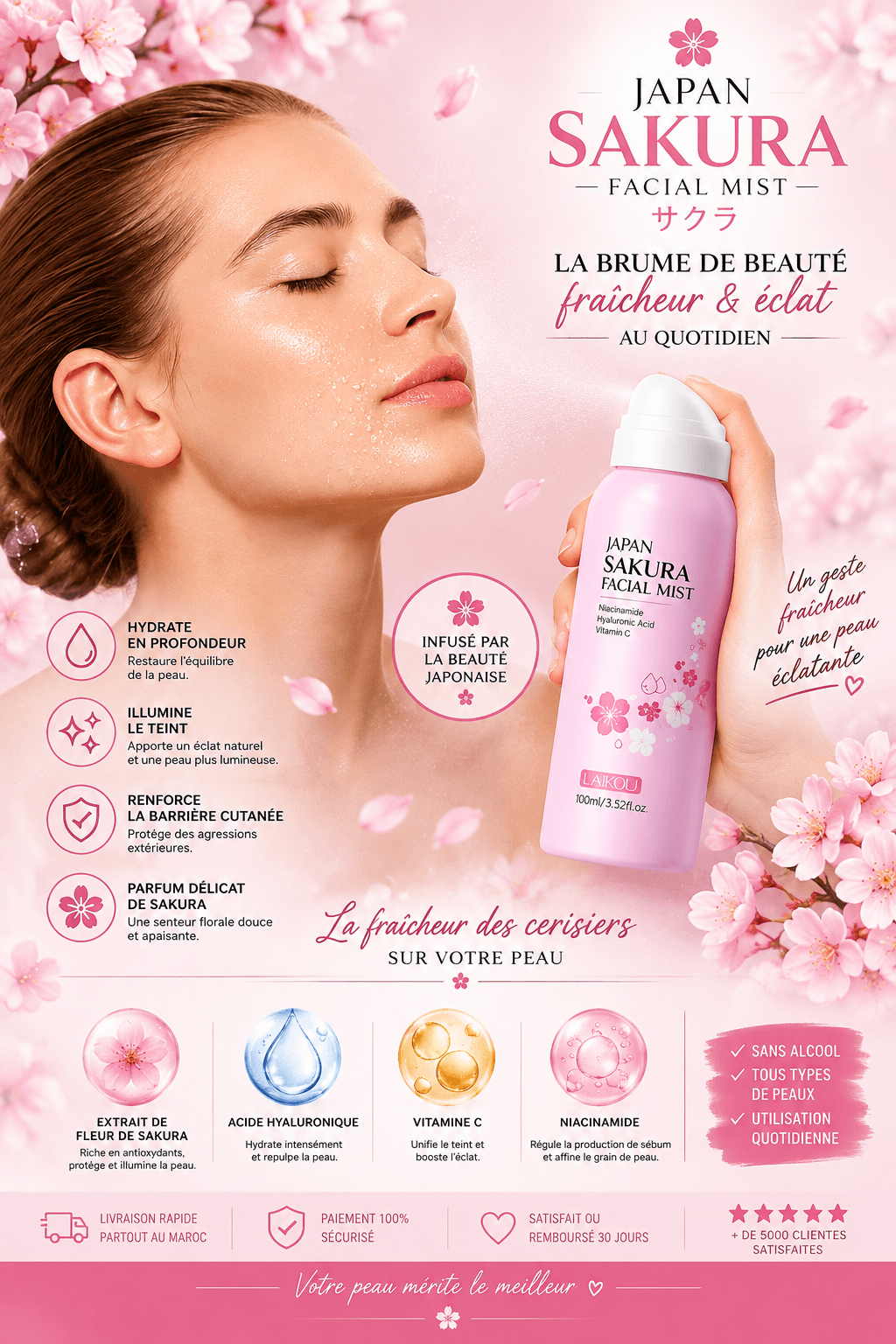 Spray Hydratant Visage Sakura 100ml